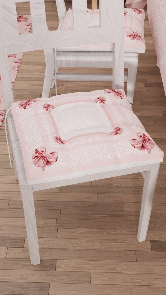 PETTI Cuscini per Sedie Coprisedia 6 Pezzi Fiocco Rosa Ritorno libero