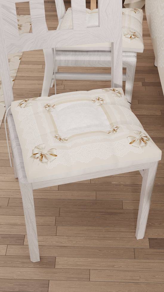 PETTI Cuscini per Sedie Coprisedia 6 Pezzi Fiocco Beige Rilascio limitato