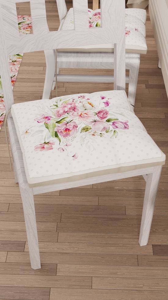PETTI Cuscini per Sedie Coprisedia 6 Pezzi Shabby Pois Beige Latest stili