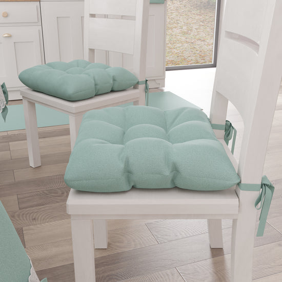 PETTI Cuscini per Sedie Coprisedia Shabby Chic Tinta Unita Verde Acqua Pezzi Unici