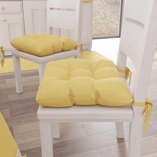 PETTI Cuscini per Sedie Coprisedia Shabby Chic Tinta Unita Giallo Acquista Ora