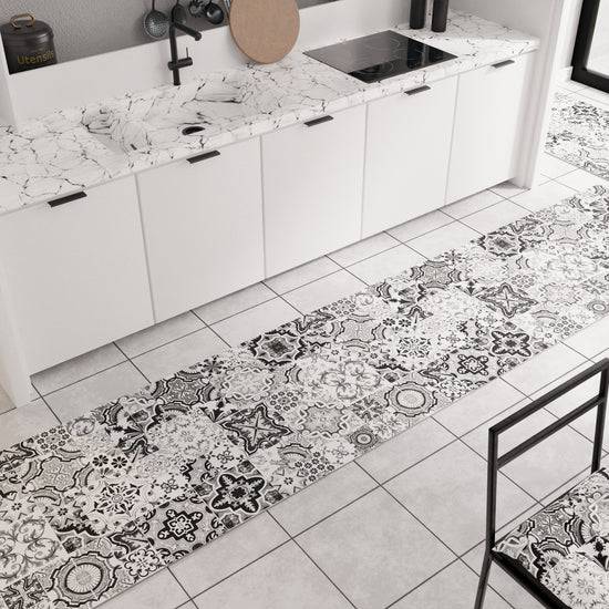 PETTI Tappeto Cucina Antiscivolo moderno Passatoia Cucina lavabile Vietri 02 Nero Consegna Veloce