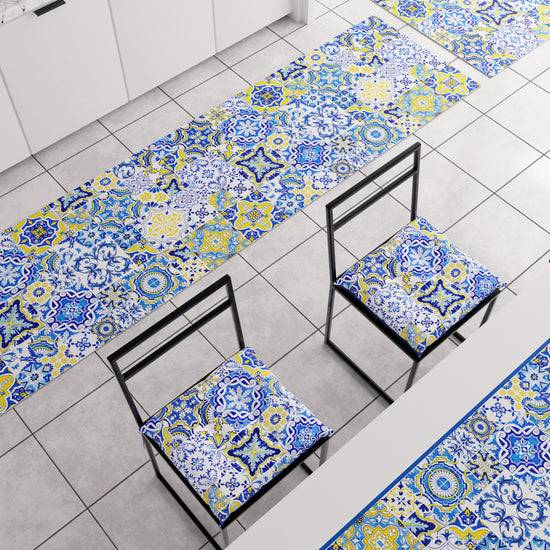 PETTI Tappeto Cucina Antiscivolo moderno Passatoia Cucina lavabile Vietri 02 Blu Promozione Limitata
