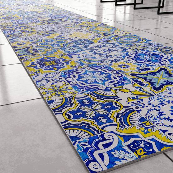 PETTI Tappeto Cucina Antiscivolo moderno Passatoia Cucina lavabile Vietri 02 Blu Promozione Limitata
