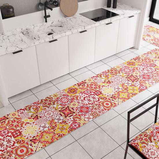 PETTI Tappeto Cucina Antiscivolo moderno Passatoia Cucina lavabile Vietri 02 Rosso Fino Al -60%