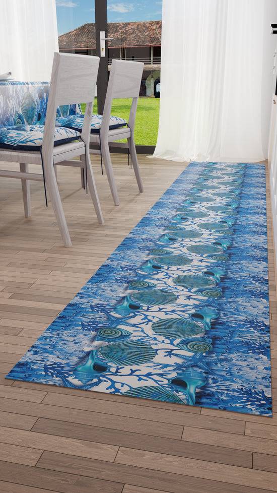 PETTI Tappeto Cucina Antiscivolo Passatoia Cucina lavabile, Corallo Blu Saldi