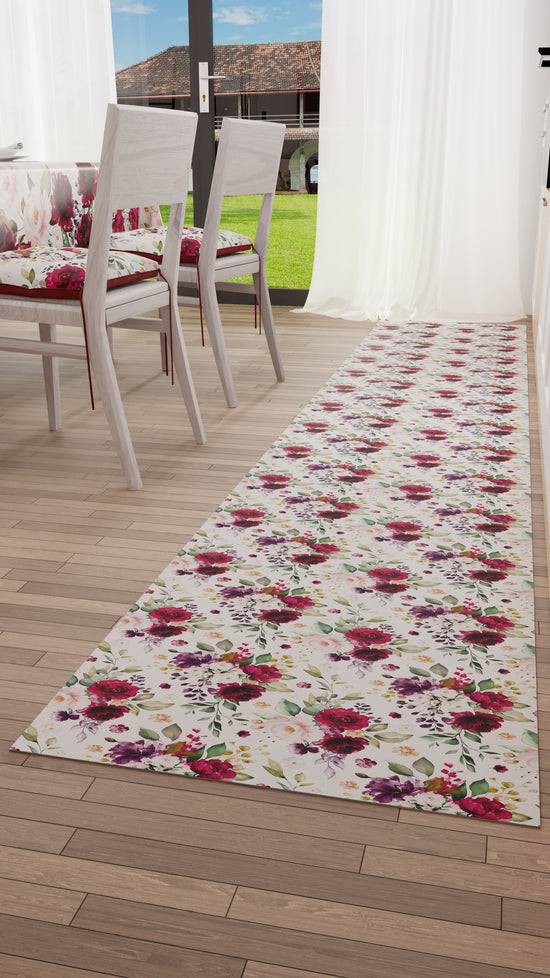 PETTI Tappeto Cucina Antiscivolo Passatoia Cucina lavabile, Floreale-07 Bianco Nuova