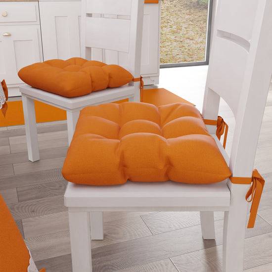 PETTI Cuscini per Sedie Coprisedia Shabby Chic Tinta Unita Arancio Prezzo basso