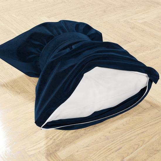 PETTI Cuscino Arredo Fiocco in Velluto 40x50 cm, Cuscino divano Blu Fino al 55% di sconto