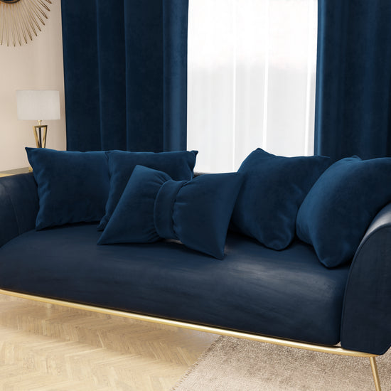 PETTI Cuscino Arredo Fiocco in Velluto 40x50 cm, Cuscino divano Blu Fino al 55% di sconto