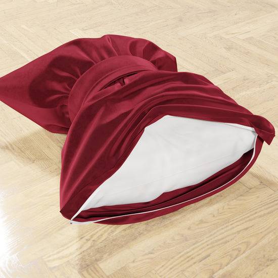 PETTI Cuscino Arredo Fiocco in Velluto 40x50 cm, Cuscino divano Bordeaux Enormi sconti