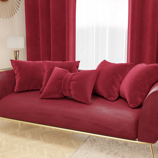 PETTI Cuscino Arredo Fiocco in Velluto 40x50 cm, Cuscino divano Bordeaux Enormi sconti