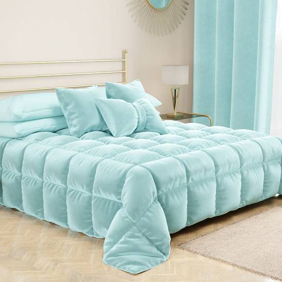 PETTI Cuscino Arredo Fiocco in Velluto 40x50 cm, Cuscino divano Celeste Limitato a 3 giorni
