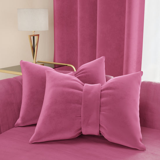 PETTI Cuscino Arredo Fiocco in Velluto 40x50 cm, Cuscino divano Fucsia Italy