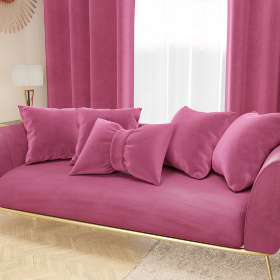 PETTI Cuscino Arredo Fiocco in Velluto 40x50 cm, Cuscino divano Fucsia Italy
