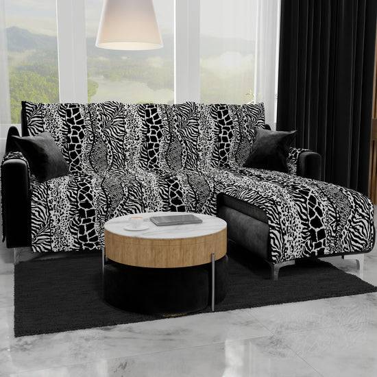 PETTI Copridivano Angolare, Copridivano con Penisola in Stampa Digitale, Animalier Zebrato Cyber Monday