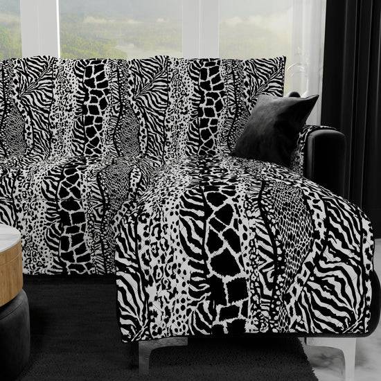 PETTI Copridivano Angolare, Copridivano con Penisola in Stampa Digitale, Animalier Zebrato Cyber Monday