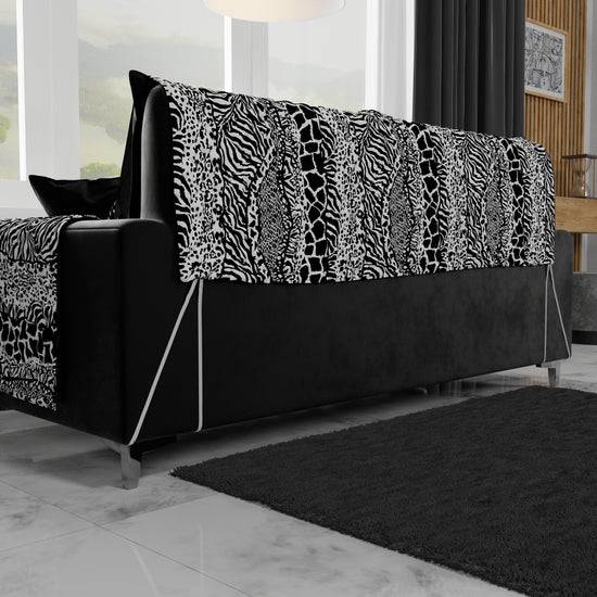 PETTI Copridivano Angolare, Copridivano con Penisola in Stampa Digitale, Animalier Zebrato Cyber Monday