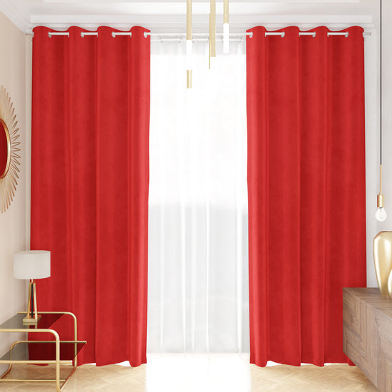 PETTI Tenda a Pannello in Velluto per Interni con Anelli, 140x280 cm, Rosso Latest fashion