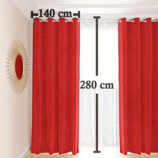 PETTI Tenda a Pannello in Velluto per Interni con Anelli, 140x280 cm, Rosso Latest fashion