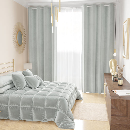 PETTI Tenda a Pannello in Velluto per Interni con Anelli, 140x280 cm, Grigio Chiaro Offerta temporanea
