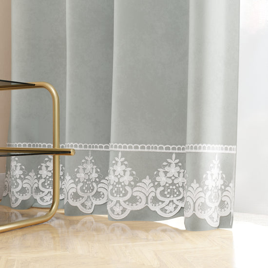PETTI Tenda a Pannello in Velluto per Interni con Anelli e Pizzo Rebrodè, 140x280 cm, Grigio Chiaro by Sissy Offerte esclusive
