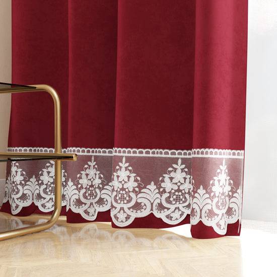 PETTI Tenda a Pannello in Velluto per Interni con Anelli e Pizzo Rebrodè, 140x280 cm, Bordeaux by Sissy Bestseller