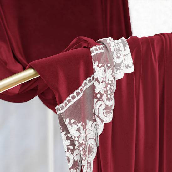 PETTI Tenda a Pannello in Velluto per Interni con Anelli e Pizzo Rebrodè, 140x280 cm, Bordeaux by Sissy Bestseller