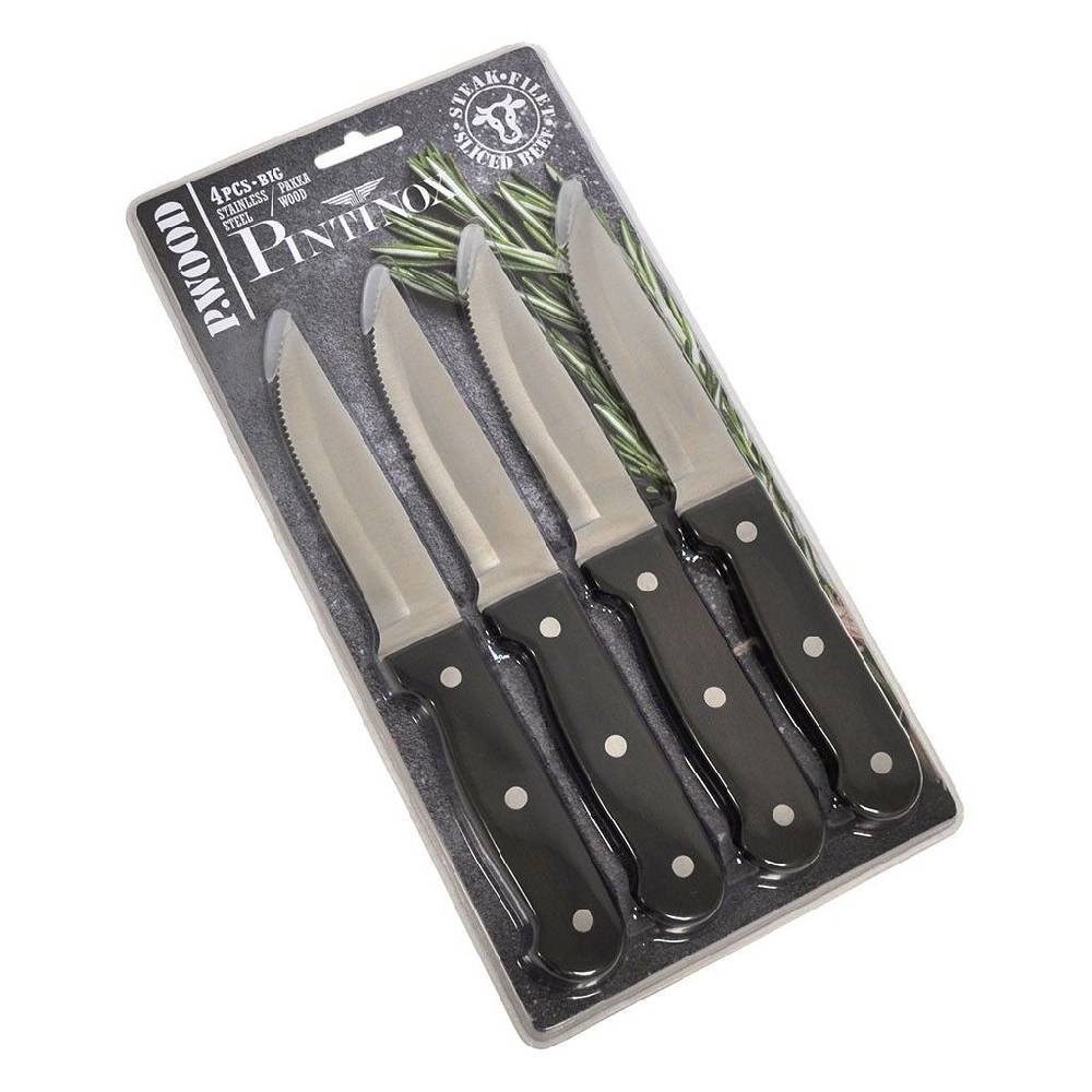 Pintinox P WOOD » 4 Coltelli da carne dimensione big Vendita Economica