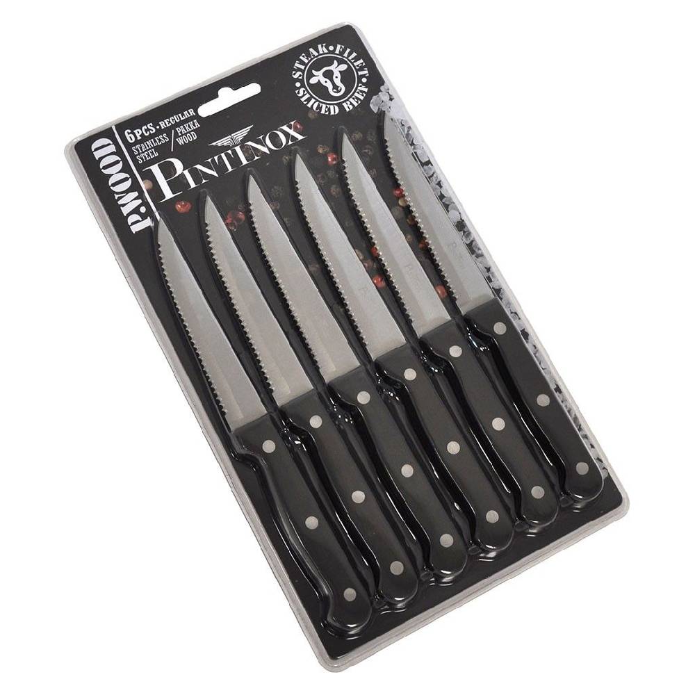 Pintinox P WOOD » 6 Coltelli da carne dimensione regular Saldi Di Fabbrica