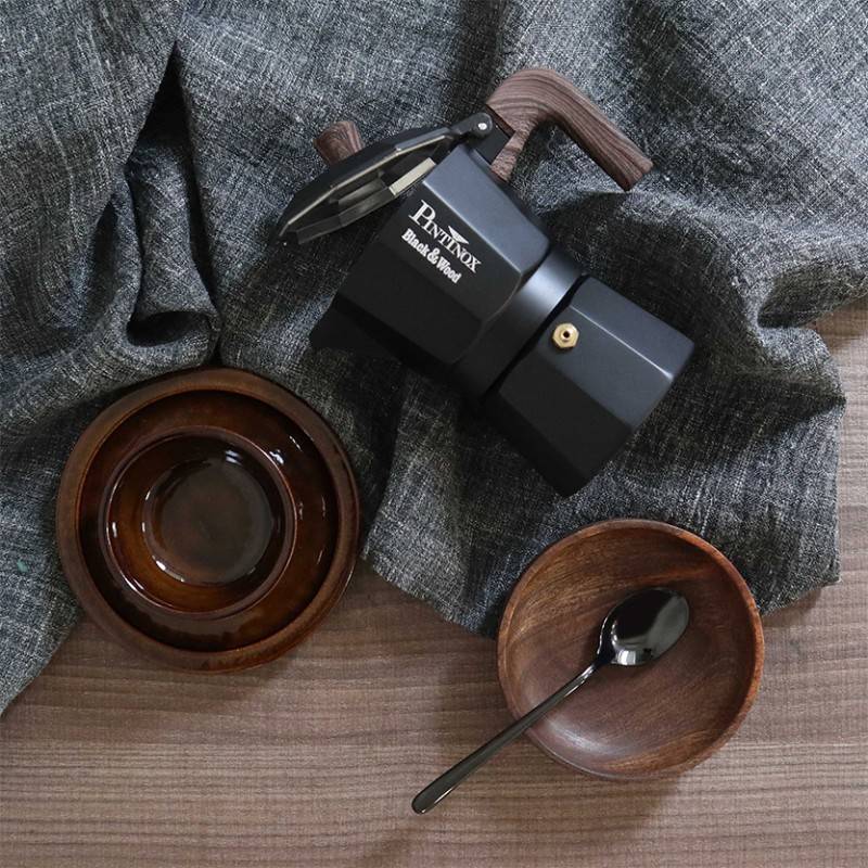 Pintinox Black&Wood» Caffettiera Moka In Linea