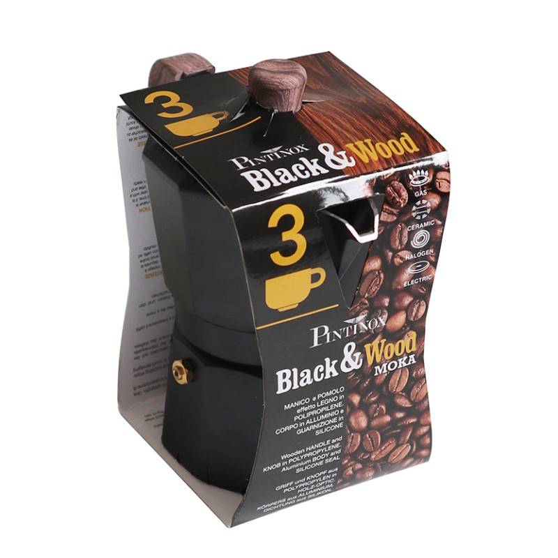 Pintinox Black&Wood» Caffettiera Moka In Linea