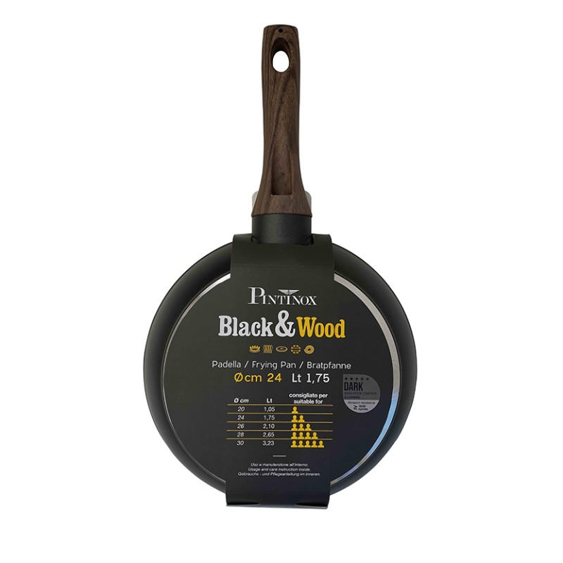 Pintinox Black&Wood» Padelle in alluminio con rivestimento antiaderente Nuovo