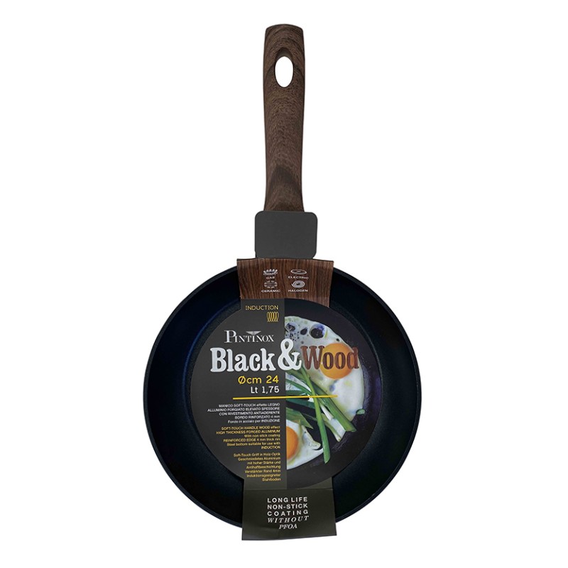 Pintinox Black&Wood» Padelle in alluminio con rivestimento antiaderente Nuovo
