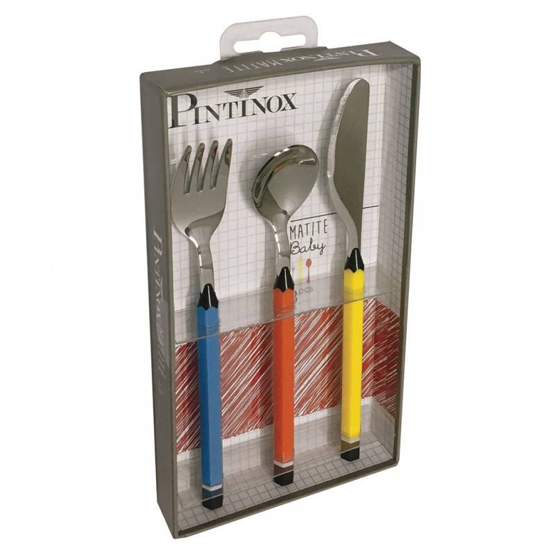 Pintinox Matite Baby » Set posate da bambino in acciaio e ABS (3 pezzi) Shopping Online