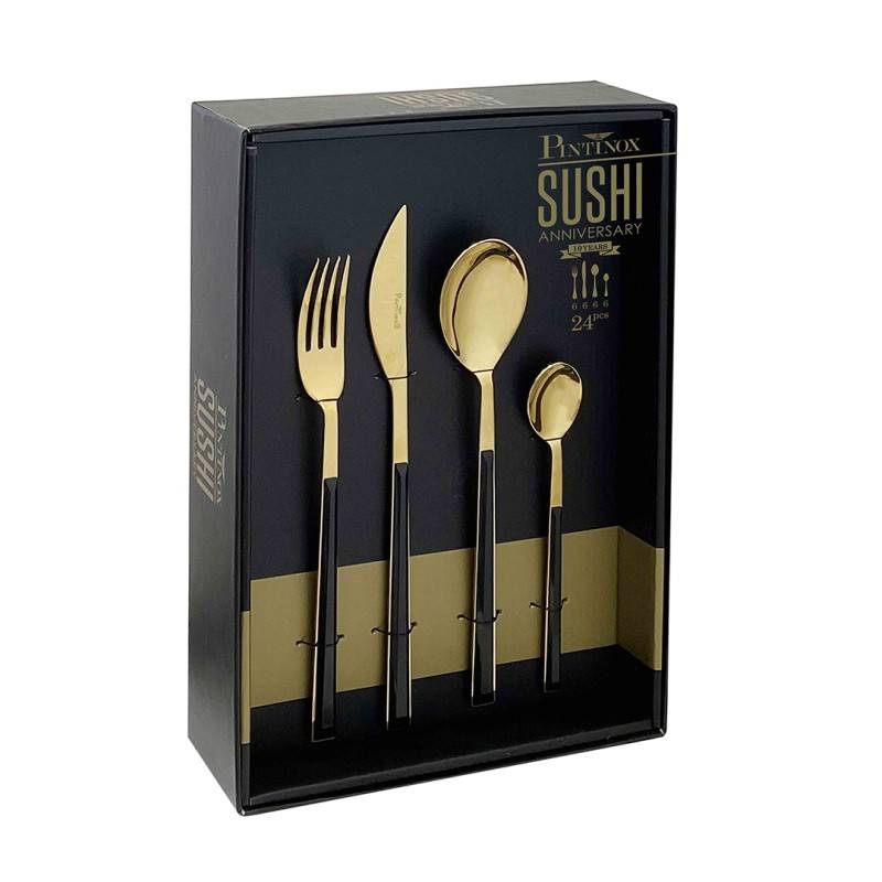 Pintinox Sushi Anniversary Gold&Black » set 24 posate da tavola in acciaio Vendita Economica