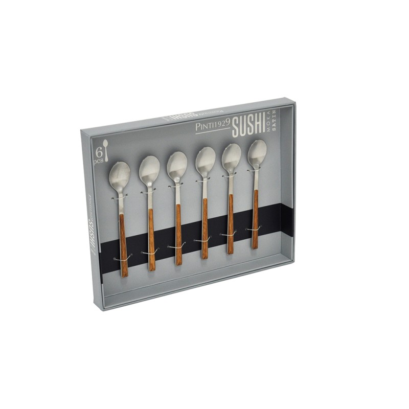 Pintinox Sushi Moka » Cucchiaini satinato con manico mogano Moda