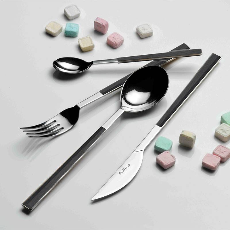 Pintinox Sushi Queen » Set 24 posate da tavola in acciaio lucido con manico ebano Nuovo