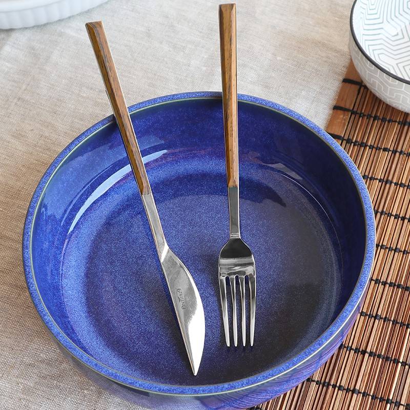 Pintinox Sushi Queen » set 24 posate da tavola in acciaio lucido con manico teak Vendita