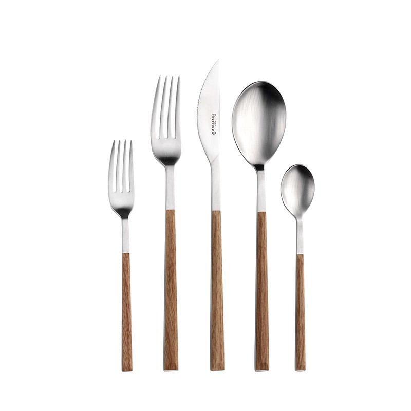 Pintinox Sushi Satin » Posate da tavola in acciaio satinato con manico teak Soddisfazione Garantita