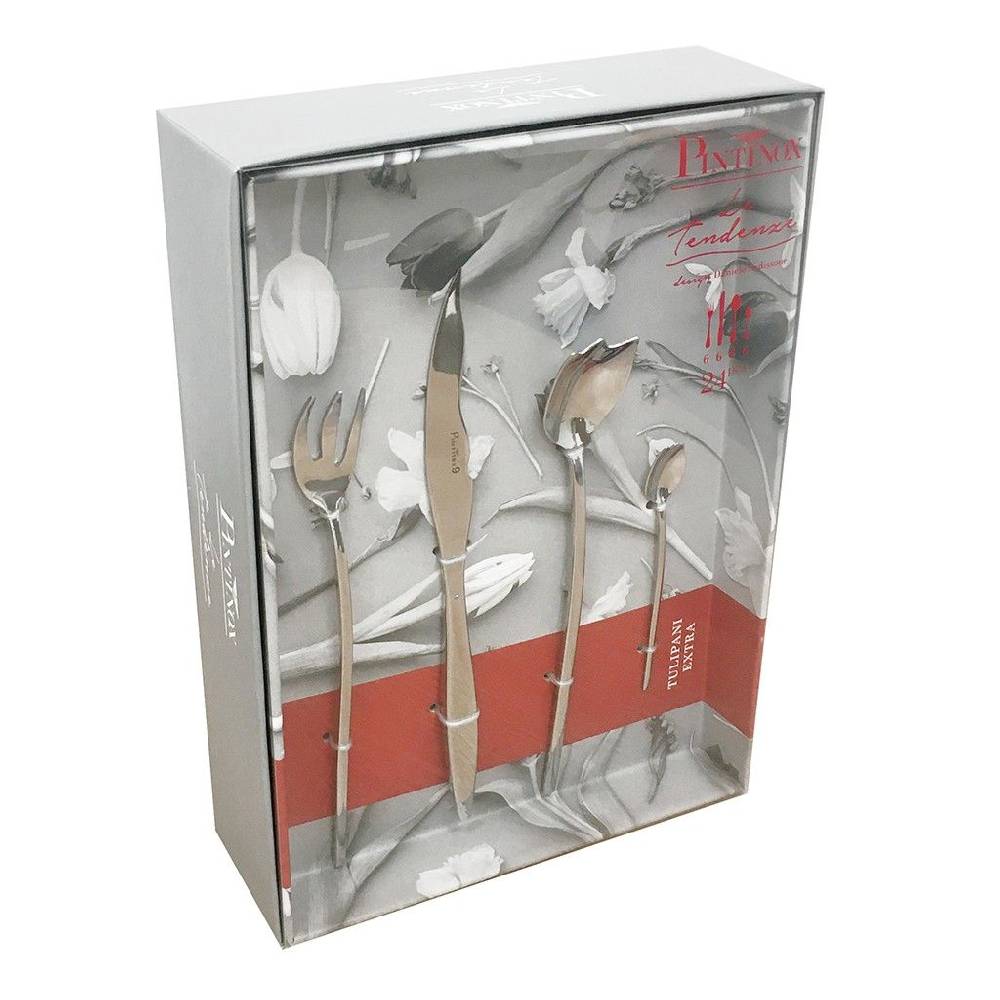 Pintinox Tulipani Extra » Posate da tavola in acciaio set 24 pezzi Promozione Limitata