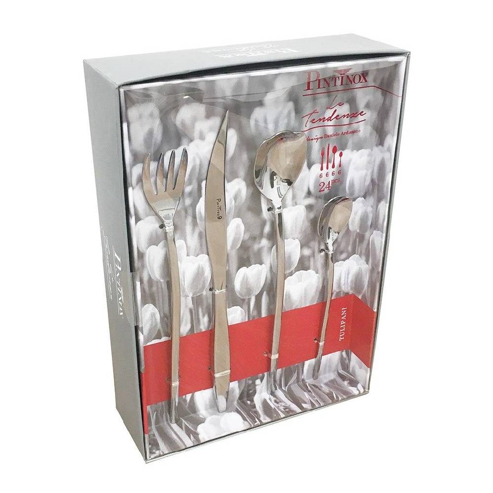 Pintinox Tulipani » Set 24 pz Posate da tavola in acciaio Fino Al -60%