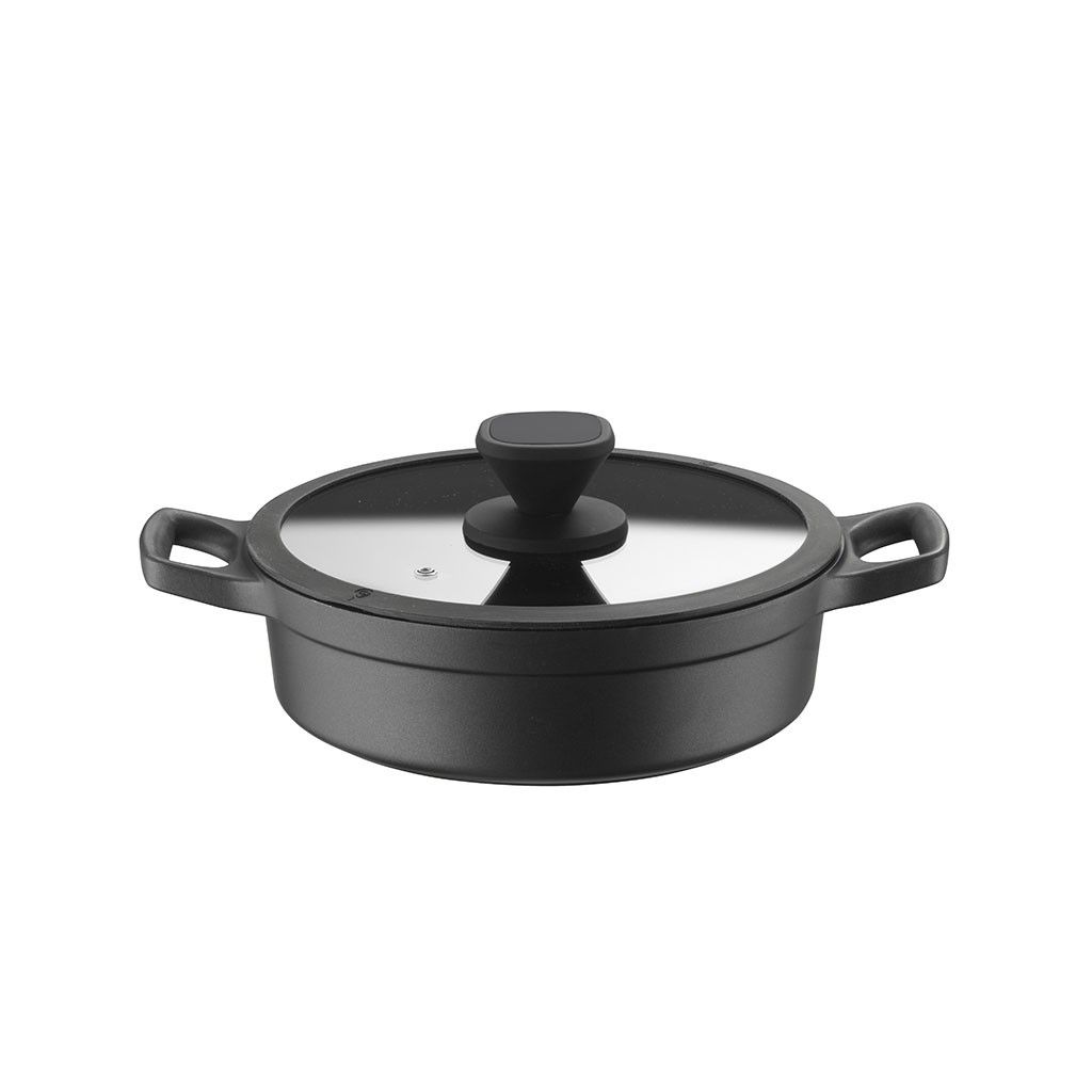 Pintinox PRO » Casseruola bassa in alluminio con rivestimento interno antiaderente con coperchio