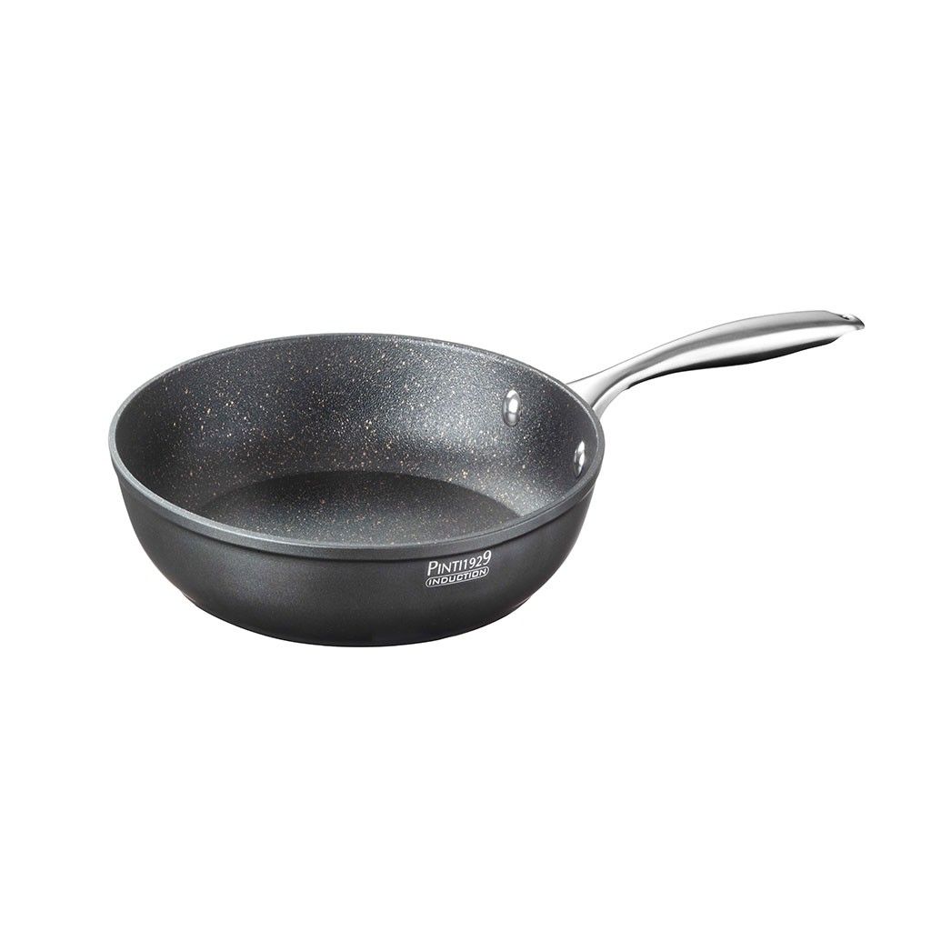 Pintinox ST1 » Wok Ø 28 cm in alluminio con rivestimento interno antiaderente con coperchio Moda