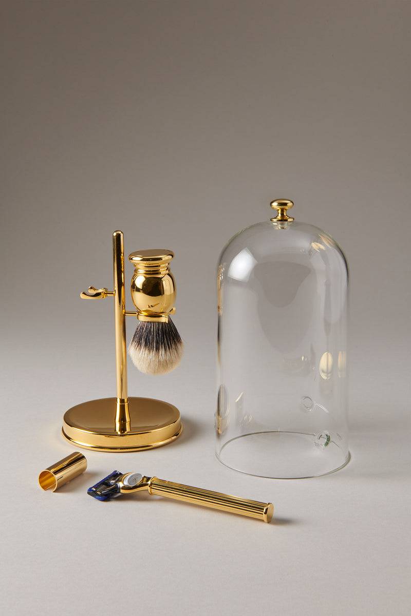 Lorenzi Milano Set barba toilette con campana in Dorato Spedizione Gratuita
