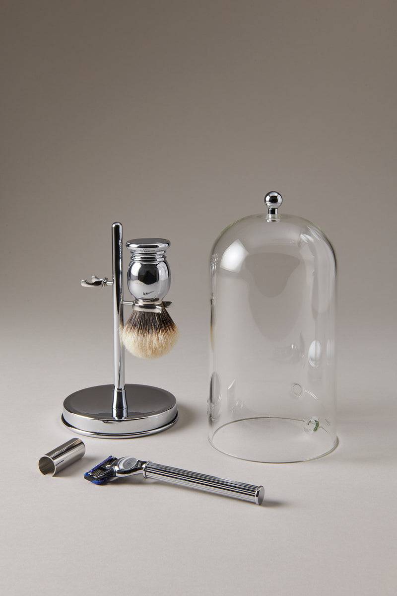 Lorenzi Milano Set barba toilette con campana in Ottone cromato Pezzi Unici
