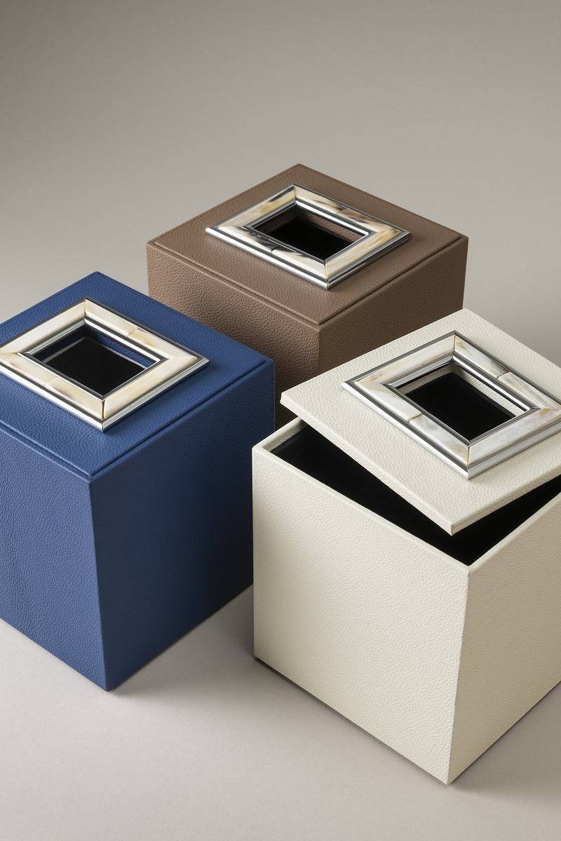 Lorenzi Milano Cubo porta fazzoletti in Zebu Vendita Calda