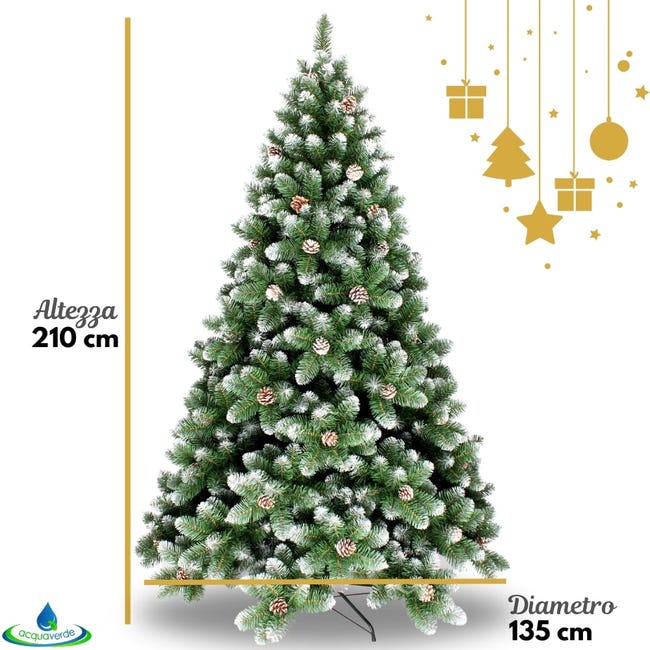 Leroymerlin Albero di Natale con Pigne e Punte Innevate ACQUAVERDE (Altezza 210 cm 1298 Rami) Spedizione Gratuita