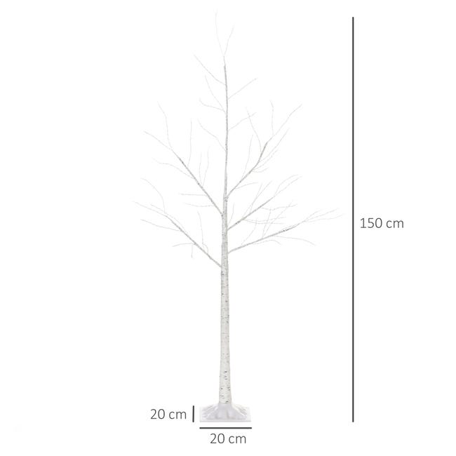 Leroymerlin Outsunny Albero di Natale con Luci LED Base Quadrata e Cavo di Alimentazione per Interni ed Esterni in Acciaio e PP 20x20x150 Bianco Pezzi Unici