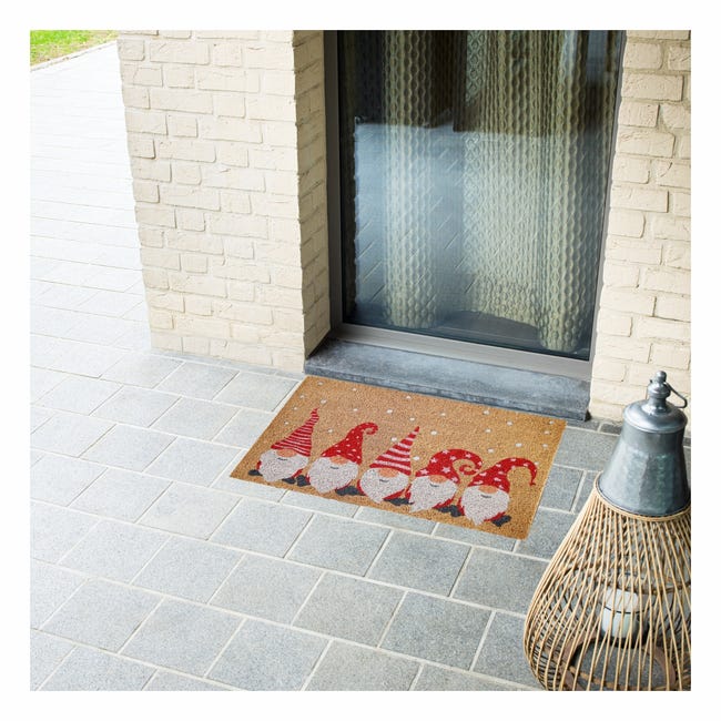 Leroymerlin Zerbino Natale glitter 5 Gnomi in cocco beige e rosso rettangolare L 70 x L 40 cm Affare Del Giorno